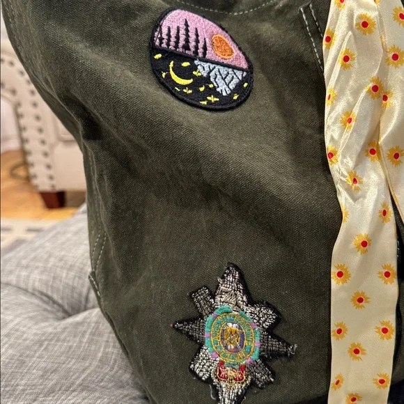 Free People Been There Badge Green Oversized Large Weekender Travel Tote - Picture 11 of 17